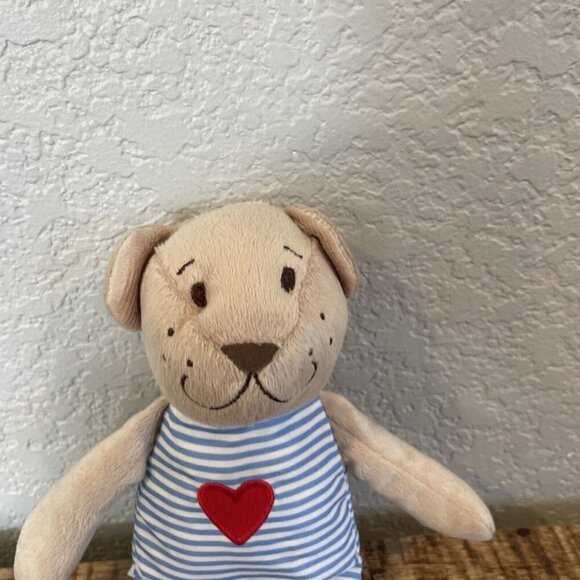 Ikea Fabler Bjorn Baby Teddy Bear Plush Stuffed Animal Blue Striped Red Heart 9" - Picture 3 of 7